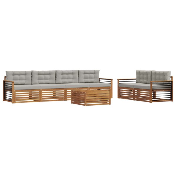 vidaXL Ensemble de canapés d'extérieur 7 pc Gris Naturel et Clair