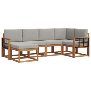 vidaXL Ensemble de canapés d'extérieur 6 pc Gris Naturel et Clair