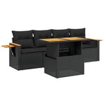 vidaXL Salon de jardin 5 Pièces avec coussins noir résine tressée