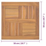vidaXL Dessus de table carré 50x50x2 5 cm Bois de teck massif