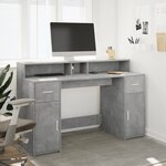 vidaXL Bureau et lumières LED gris béton 140x55x91cm bois d'ingénierie