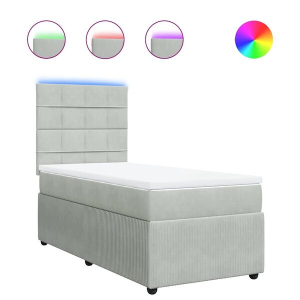 vidaXL Sommier à lattes de lit et matelas Gris clair 80x200 cm Velours