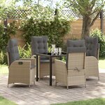 vidaXL Ensemble de Dîner de Jardin 5 Pièces avec Coussins Beige Poly Rattan