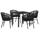 vidaXL Ensemble de salle à manger de jardin 5 pièces noir Rotin Poly