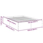 vidaXL Cadre de lit sans matelas gris béton 135x190 cm