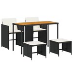 vidaXL Ensemble à manger de jardin coussins 5Pièces Noir Résine tressée