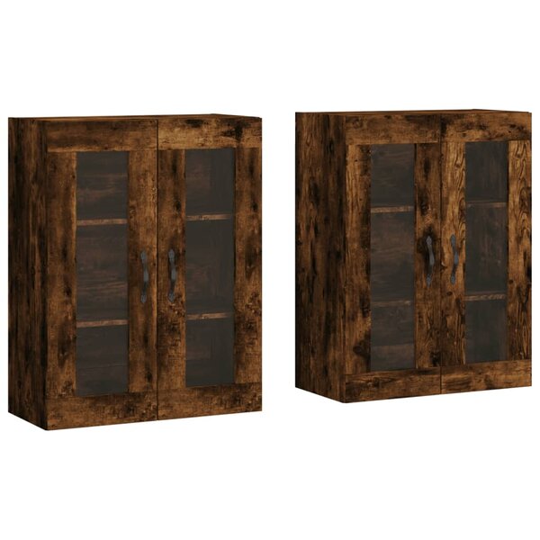 vidaXL Armoires murales 2 Pièces chêne fumé bois d'ingénierie