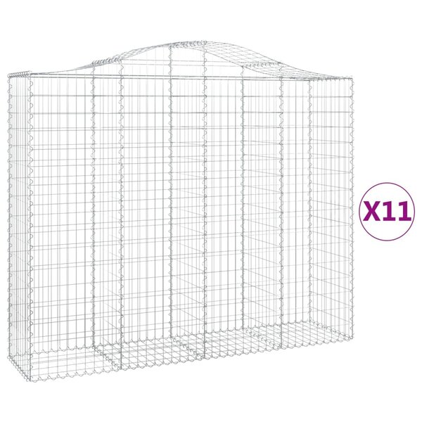 vidaXL Paniers à gabions arqués 11 Pièces 200x50x160/180 cm Fer galvanisé