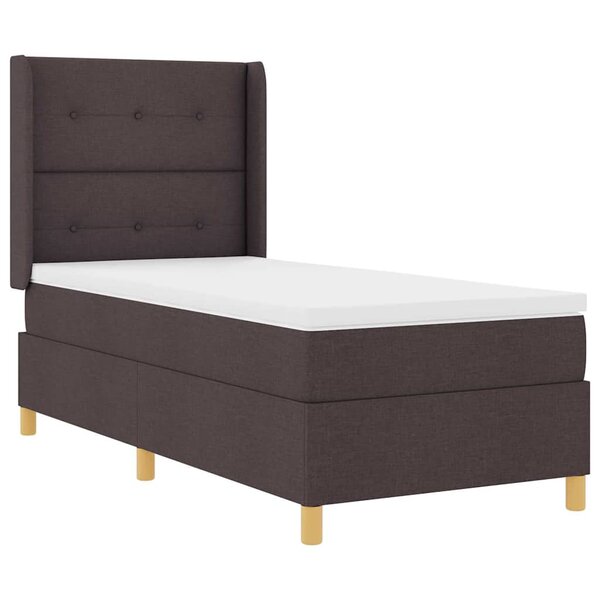 vidaXL Lit à Ressorts avec matelas Marron foncé 100 x 200 cm tissu