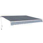 vidaXL Auvent pliable manuel 400 cm Bleu/blanc