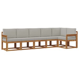 vidaXL Ensemble de canapés d'extérieur 6 pc Naturel et gris clair