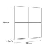 Armoire de chambre - Panneaux de particules - Décor chene et blanc - 2 portes - Style contemporain - L 170,3 x P 61,2 x H 190,5 cm