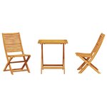 Ensemble de bistro pliant 3 pièces en bois d'acacia massif