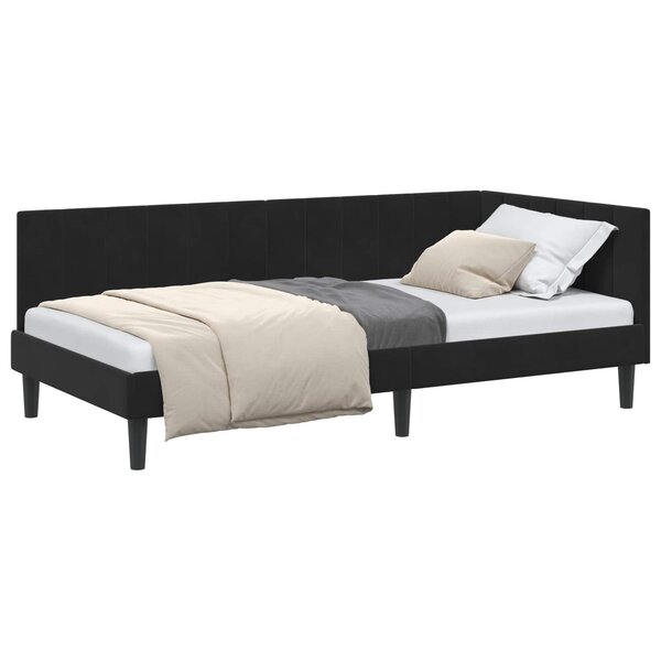 vidaXL Cadre de lit d'angle Noir 90 x 200 cm Velours