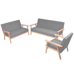 vidaXL Ensemble de canapés 3 Pièces Tissu Gris clair