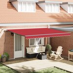 Auvent Rétractable Automatique vidaXL avec LED Rouge 450x350 cm