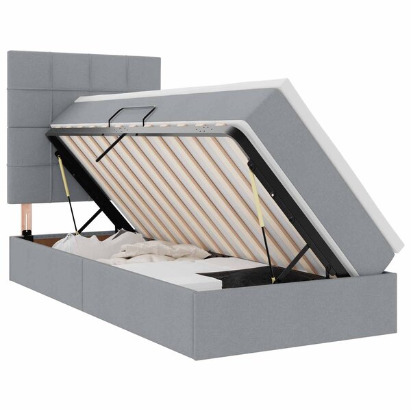 vidaXL Lit avec rangement et matelas Gris clair 90 x 190 cm Polyester