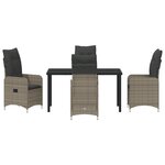 vidaXL Ensemble de salle à manger de jardin 5 pièces avec coussins en rotin poli gris