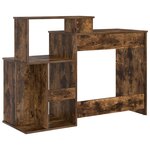 vidaXL Bureau avec rangement Chêne fumé 120.5x44x88.5 cm Bois composite