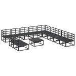 vidaXL Ensemble de canapé de jardin avec coussin 12 Pièces Noir Aluminium