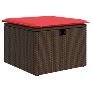 vidaXL Tabouret de jardin avec coussin Marron 55x55x37 cm Résine tressée