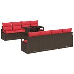 vidaXL Ensemble de canapé de jardin 9 Pièces Marron et rouge polyrotin