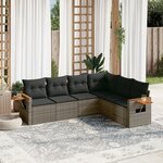 vidaXL Salon de jardin 6 Pièces avec coussins gris résine tressée