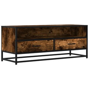 vidaXL Meuble TV chêne fumé 100x34 5x40 cm bois d'ingénierie et métal