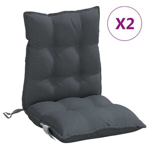 vidaXL Coussins de chaise à dossier bas lot de 2 anthracite