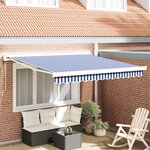 vidaXL Store Rétractable Automatique Bleu et Blanc 300x250 cm