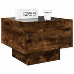 vidaXL Table de chevet avec LED infini chêne fumé 40x40x30 cm