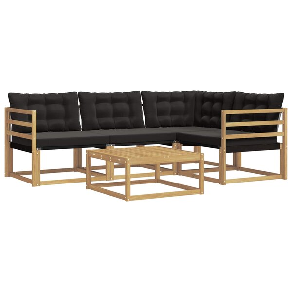 vidaXL Ensemble de canapés d'extérieur 5 pc Blanc et noir
