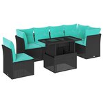 vidaXL Salon de jardin 6 Pièces avec coussins noir résine tressée