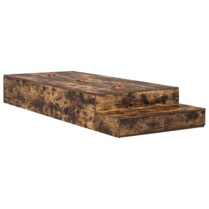 vidaXL Cadre de lit avec rangement Chêne fumé 90 cm Bois d'ingénierie