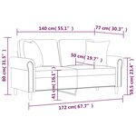 vidaXL Canapé 2 places avec oreillers gris foncé 140 cm velours