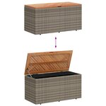 vidaXL Boîte de rangement de jardin gris résine tressée bois d'acacia