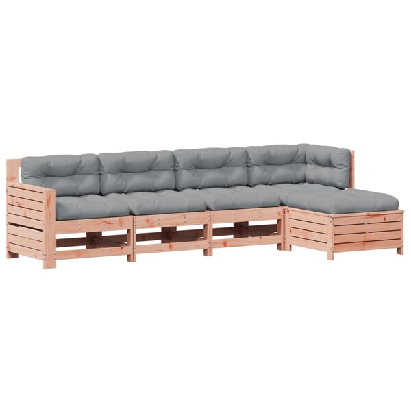 vidaXL Salon de jardin 5 Pièces avec coussins bois massif douglas