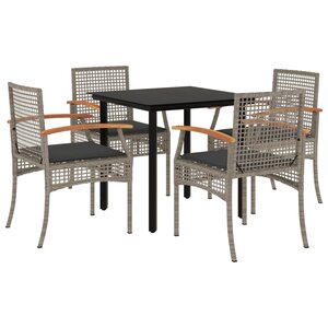 vidaXL Ensemble à manger de jardin 5 Pièces coussins gris résine tressée