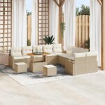 vidaXL Ensemble de canapé de jardin avec coussin 13 Pièces Beige et crème