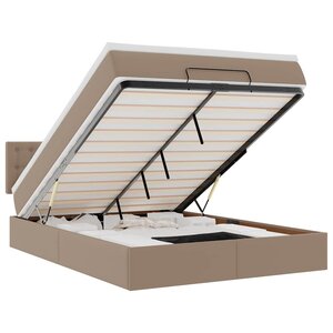 vidaXL Lit ottoman avec matelas & LED Cappuccino 140x200cm similicuir