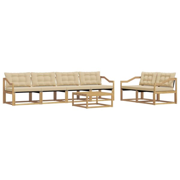 vidaXL Ensemble de canapés d'extérieur 7 pc Blanc et Beige