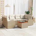 vidaXL Ensemble de canapé de jardin 7 Pièces Beige  blanc
