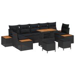 vidaXL Ensemble de canapé de jardin avec coussin 10 Pièces Noir
