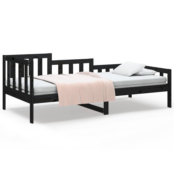 vidaXL Lit de jour Noir 90x200 cm Bois de pin massif