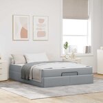 vidaXL Cadre de lit avec matelas Gris clair 140 x 190 cm tissu