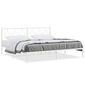 vidaXL Cadre de lit métal sans matelas et tête de lit blanc 193x203 cm