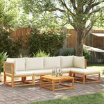 vidaXL Salon de jardin avec coussins 6 Pièces bois d'acacia solide