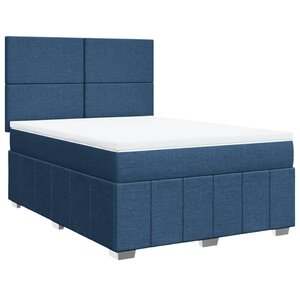 vidaXL Sommier à lattes de lit avec matelas Bleu 160x200 cm Tissu