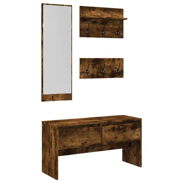 vidaXL Ensemble de meubles de couloir 4 Pièces chêne fumé bois ingénierie
