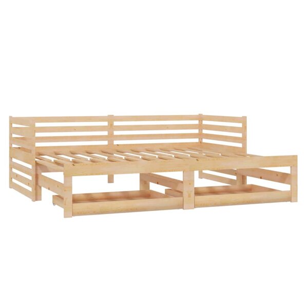 vidaXL Lit coulissant 2x(90x200) cm Bois de pin massif